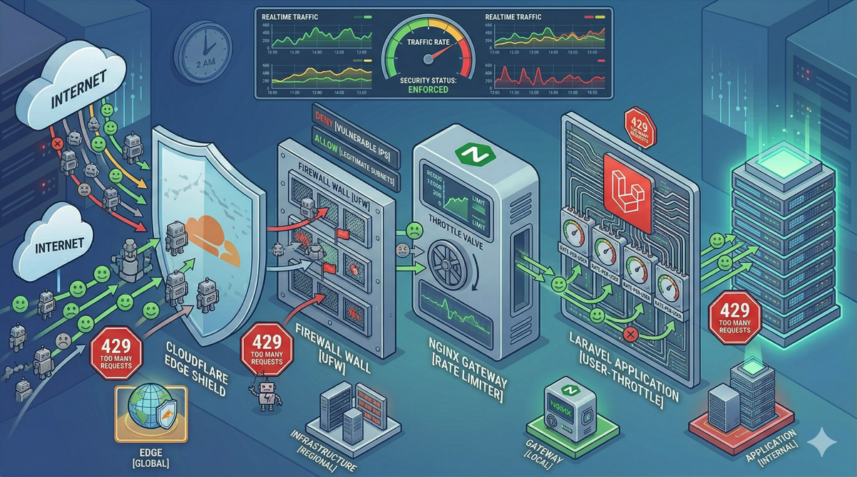 Rate Limiting and DDoS Protection for Laravel Apps on Deploynix